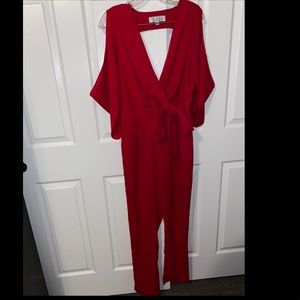 Woman’s red jumpsuit